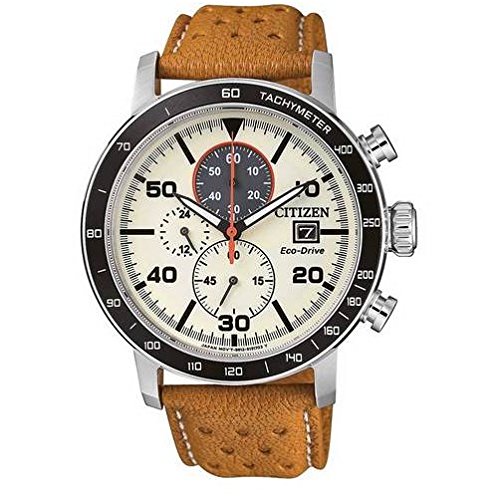 Citizen Herren Chronograph Quarz Uhr mit Leder Armband CA0641-16X